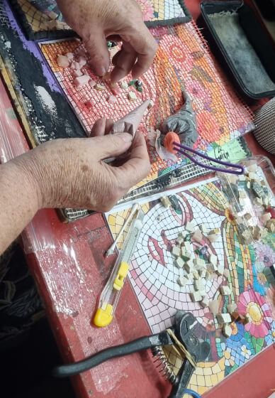 weekend mosaic workshop smalti mixed media brisbane portrait big
